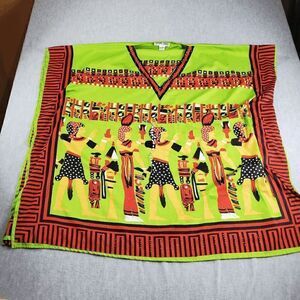 Jessica Taylor Tunic Womens One Size Green Red Egyptian Goddess Dress Blouse